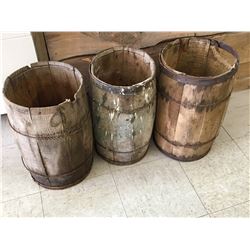 LOT OF 3 WOODEN ‘NAIL’ KEGS