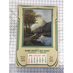 ADVERTISING CALENDAR (1939 PRINCE ALBERT, SASK) *20” X 13 1/2”*