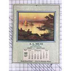 ADVERTISING CALENDAR (1940 HOLBEIN, SASK) *15” X 12”*
