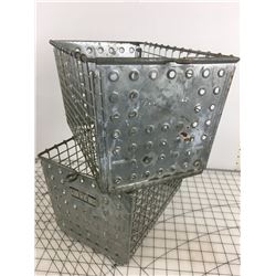 LOT OF 2 ‘VINTAGE’ METAL LOCKER BASKETS