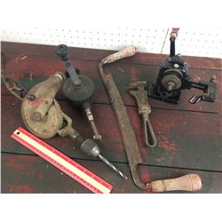 LOT OF OLD TOOLS *VALVE LAPPING TOOL, GRINDER *
