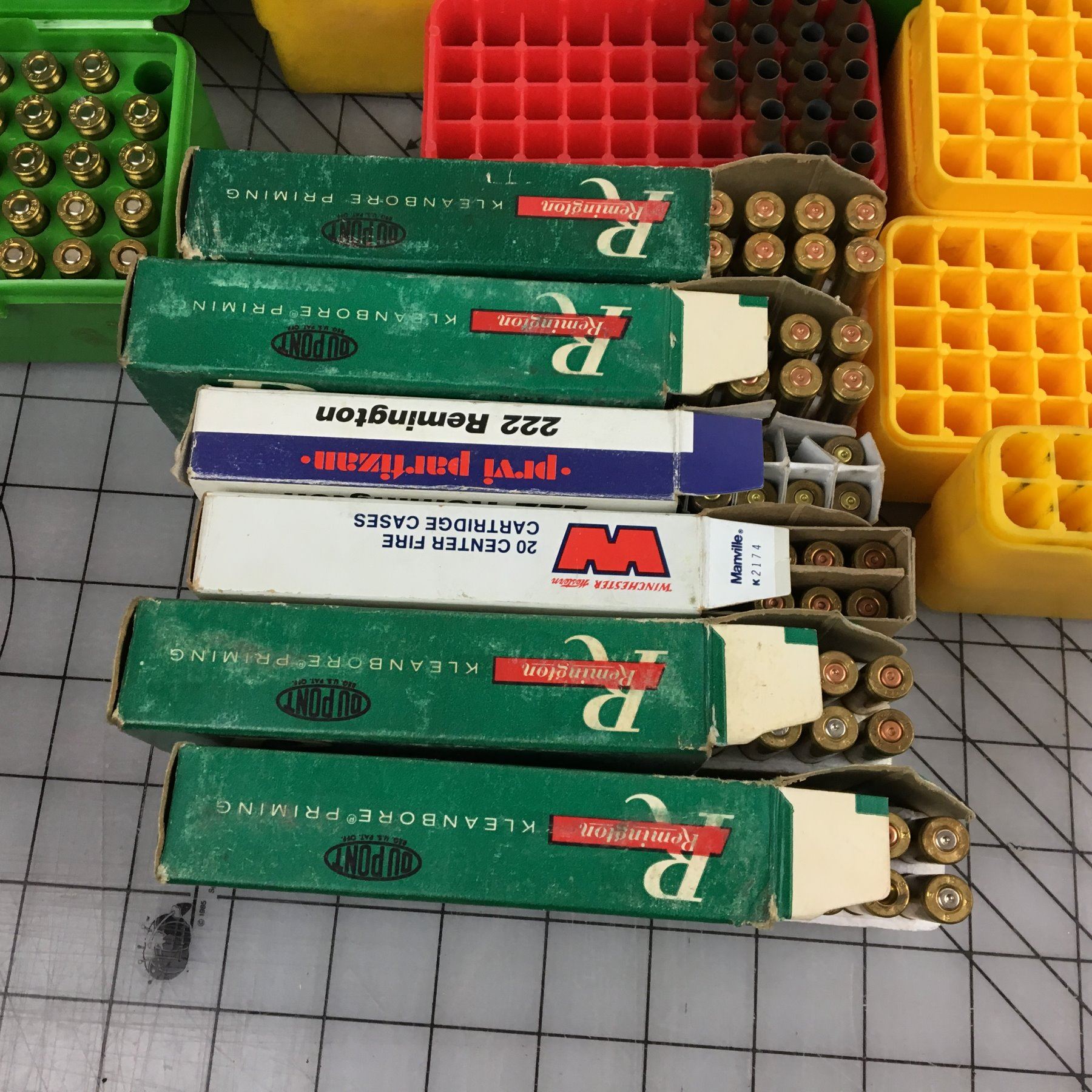 Reload Box Di HUGE LOT OF .222 & .223 SPENT CASINGS, RELOAD BOXES, VINTAGE BOXES ...