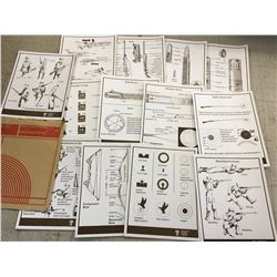 VINTAGE LOT OF 13 FIREARM SAFETY TRAINING POSTERS  (22” X 17”) * BRISTOL BOARD *