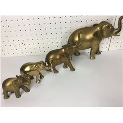 LOT OF 4 BRASS ELEPHANTS