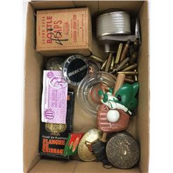 MISC LOT * BELT BUCKLE, BULLET SHELLS, TRINKET BOXES *