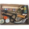 Image 1 : MISC LOT * ANTIQUE SOLDERING IRON, SODA CAPS, TINS *