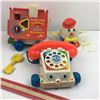 Image 1 : LOT OF 3 VINTAGE FISHER PRICE PULL TOYS * PLAYHOUSE, PHONE, HUMPTY *