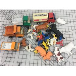 LOT OF ‘VINTAGE’ FARM TOYS, TRUCKS, ETC
