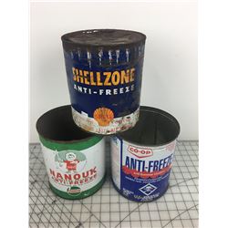 LOT OF 3 ONE GALLON ANTIFREEZE CANS * SHELLZONE, COOP, NANOUK *