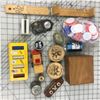 Image 1 : MISC LOT *POKER CHIPS, SHOE SIZER, TINS, INDIAN THERMOMETER *
