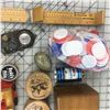 Image 2 : MISC LOT *POKER CHIPS, SHOE SIZER, TINS, INDIAN THERMOMETER *