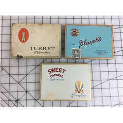 LOT OF 3 FLAT 50 CIGARETTE TINS * TURRET, PLAYERS, SWEET CAPORAL *