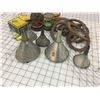 Image 2 : LOT OF SHOP RELATED TINS, HORSESHOES, FUNNELS