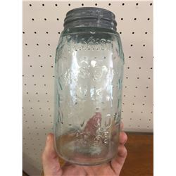 ANTIQUE MARION MASON JAR PATENT 1858 *AQUA*