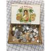 Image 1 : VINTAGE CIGAR BOX (W/VARIOUS COINS)