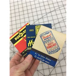 VINTAGE OVERSIZED ADVERTISING MATCH BOOKS * PUROLATOR, BORDENS, HOBBERLIN *