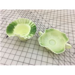 LOT OF 2 GREEN WHITE GLASS PIECES