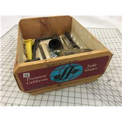 GRAPE BOX WITH OIL SPOUTS, TOOLS ETC