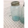 Image 4 : LOT OF 3 AQUA IMPROVED GEM CANNING JARS (ANTIQUE)