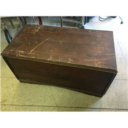 HOMEMADE WOODEN CHEST 34 1/2” X 18” X 17”