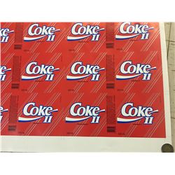 UNCUT COKE BOTTLE LABEL * COKE II *
