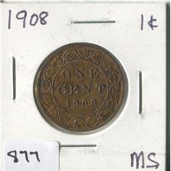 1908 CNDN 1 CENT PC
