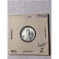 1943 D WWII Steel War Penny in MS Grade Nice US Cent