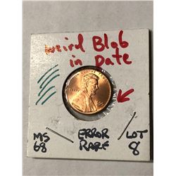 EXTREMELY RARE Error Blob in Date 1995 Lincoln Penny MS68 High Grade