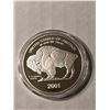 Image 1 : 999 Fine Silver 1oz 2001 BISON Proof Coin in Hard Display Capsule