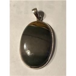 Large Sterling Silver and JASPER Gemstone Pendant Total weight 12.7 grams