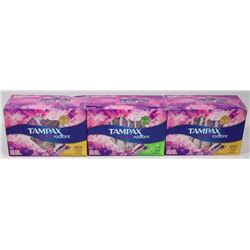 THREE BOXES OF TAMPAX TAMPONS