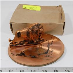 VINTAGE COPPER LION FIGURE