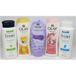 BAG OF ASSORTED BODY WASH INCLUDING OLAY