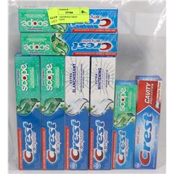 BAG OF ASSORTED CREST TOOTHPASTE