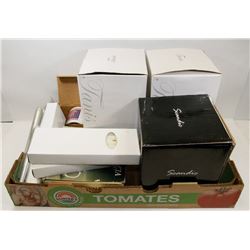 FLAT OF VASES, MUGS AND CANDLES