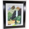 Image 1 : FRAMED ART MOUNTAIN BARN EMBOSSED AND SIGNED