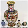 Image 1 : VINTAGE ENAMELED BRASS VASE &  ASSORTED MINIATURES