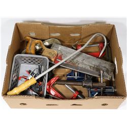 BOX OF MISC TOOLS & ACCESSORIES