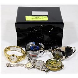 BULOVA WOOD BOX FULL OF WATCHES