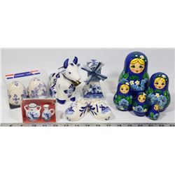 FLAT OF PORCELAIN HOLLAND ITEMS