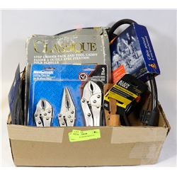 BOX OF NEW ASSORTMENT OF TOOLS