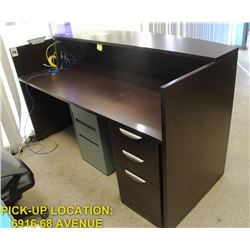 FRONT COUNTER OFFICE DESK WITH 2 FILE CABINETS