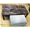 Image 1 : FAUX MARBLE TOP COFFEE TABLE WITH OTTOMAN