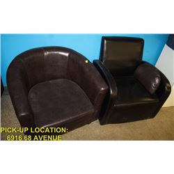 PAIR OF LEATHERETTE CLUB CHAIRS