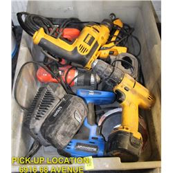 TOTE OF ASSORTED POWER & ELECTRIC TOOLS &