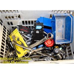 BASKET FULL OF ASSORTED SOCKETS, WRENCHES & MORE