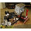 Image 1 : ENGINE STAND WITH ASSORTED PARTS AND MORE