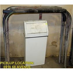 3 AUTO PARTS STANDS & GARBAGE BIN