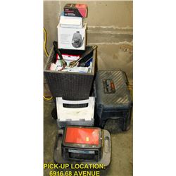 ASSORTED LOT OF STOOLS, TOOL CASES, AND MORE
