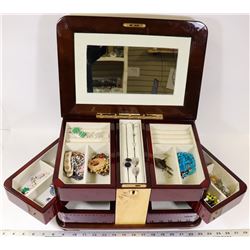 ROSEWOOD MIRRORED JEWELRY BOX WITH FOLD OUT